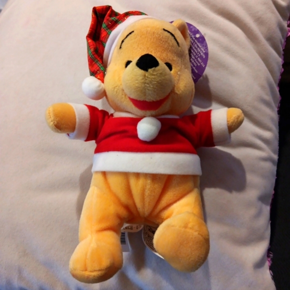 Disney Christmas Winnie The Pooh 8" Plush Figure NEW READ - Picture 1 of 7
